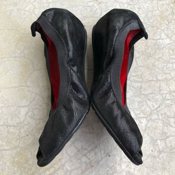 Pas De Rouge Shoes Peep Toe Wedges black nubuck suede leather 39 - Picture 4 of 8